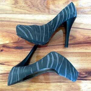 Carlos by Carlos Santana Black Zebra Print Heels